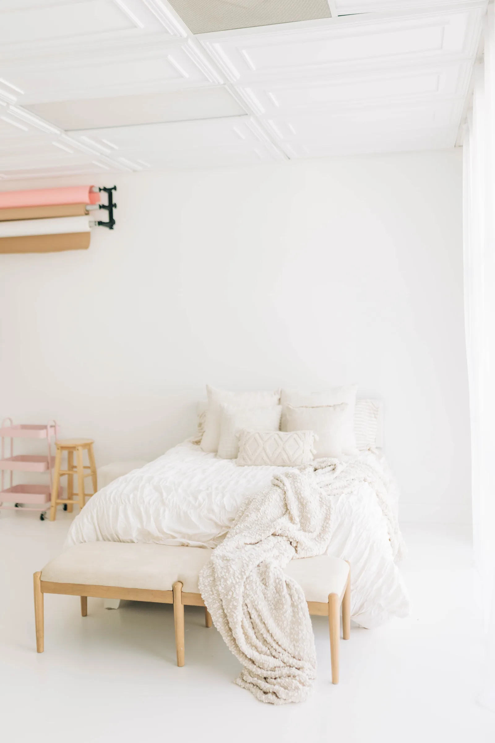 Seamless paper backdrops in a natural-light photography studio near Apopka